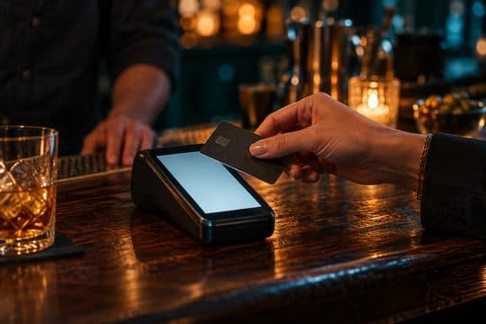 A card terminal on the bar